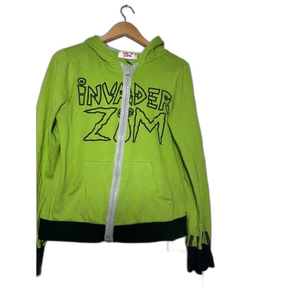 Mighty Fine Invader Zim Hoodie Full Zip XL Lime Green Nickelodeon Nostalgia - Picture 1 of 4